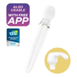 SATISFYER - DOUBLE WAND-ER APP WHITE | Ασύρματο Massager σώματος με εφαρμογή & διπλή κεφαλή