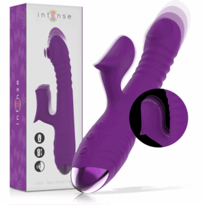 INTENSE Iggy Πολυλειτουργικό Massager Μωβ — Κίνηση Up & Down με Εξωτερικό Stimulator, USB Επαναφορτιζόμενο, 24 cm