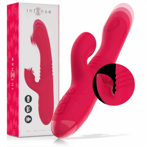 INTENSE Dua Πολυλειτουργικό Massager Κόκκινο — Κίνηση Up & Down, 8 Παλμοί & 8 Λειτουργίες Γλώσσας, 3 Μοτέρ, Αδιάβροχο, USB Επαναφορτιζόμενο