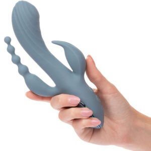 CalExotics – Triple Ecstasy Vibrator Γκρι (3 Ταχύτητες Pulsation, 10 Δονήσεις, Τριπλή Διέγερση, Αδιάβροχο, USB Επαναφορτιζόμενο)