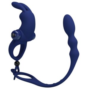 Pretty Love - Ayad Rabbit Vibrator Ring με Plug Blue
