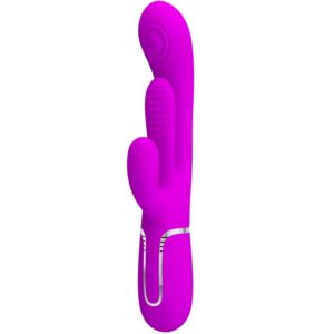 Pretty Love – Shania Triple Rabbit Vibrator Πολυλειτουργικό Ροζ (7+7 Λειτουργίες, Μαγνητική Φόρτιση USB)