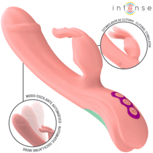 INTENSE – Rachel Rabbit Vibrator 5 Modes Ροζ με Διπλή Διέγερση και Ταλαντευόμενη Κορυφή