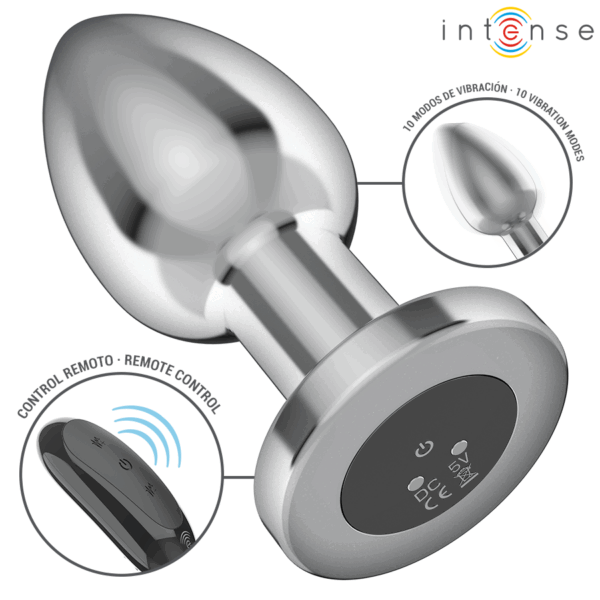 Intense - Anal Plug 10 Δονήσεις Μεταλλικό Με Τηλεχειριστήριο L - Image 3